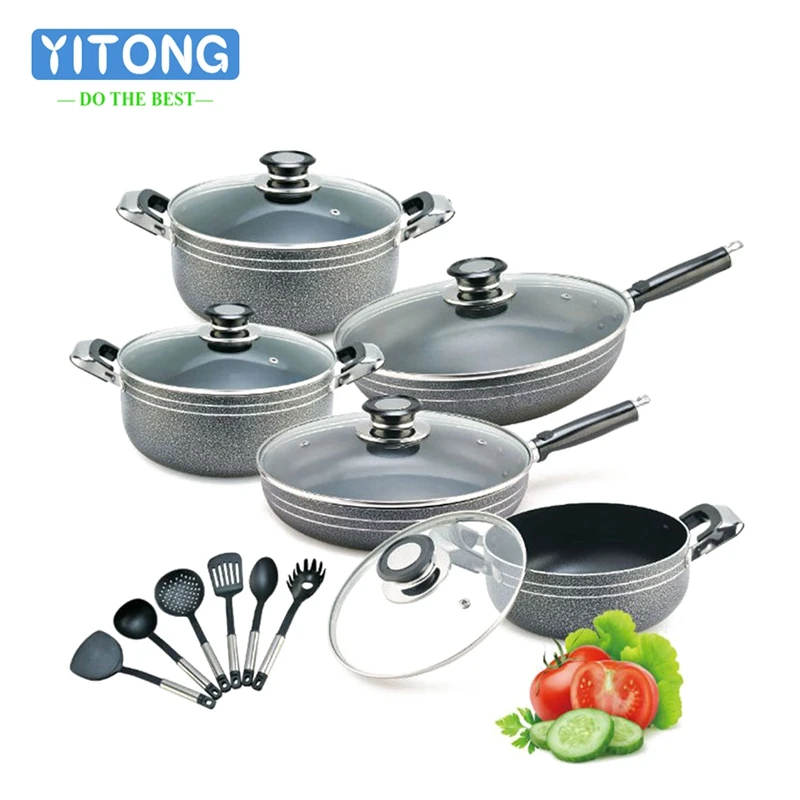 Multipurpose Non stick Aluminum alloy Pan with Glass Cover ears