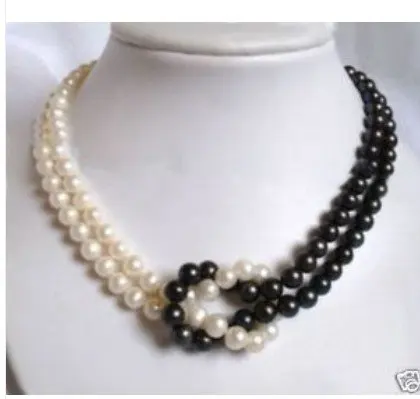 Free shipping 6-7MM TAHITIAN BLACK WHITE PEARL NECKLACE | Украшения и аксессуары