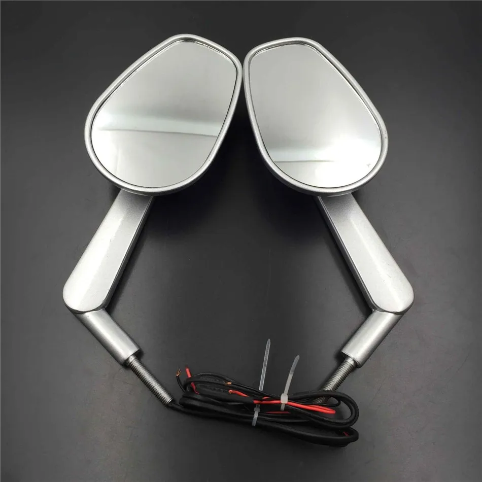 Aftermarket Motor Polished Rear View Left Right Mirrors with LED Stem