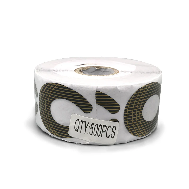 

500pcs/roll Golden Nail Art Tips Extension Forms Guide U Horseshoe Stylish Tips Extension UV Gel DIY Nail Tool for Manicure