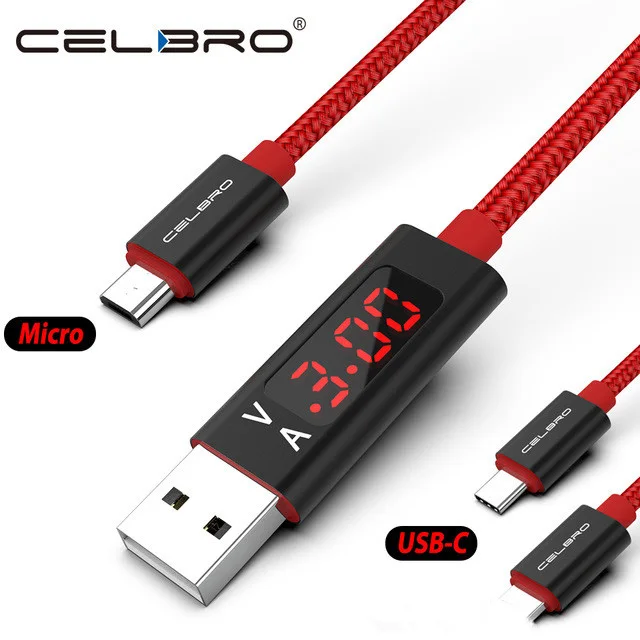 

Led Digital Display USB Cable Type-C Micro Usb Fast Charging 3.0 Cable 8 Pin for Asus Zenfone Leeco Le 2 Oukitel Doogee Leagoo