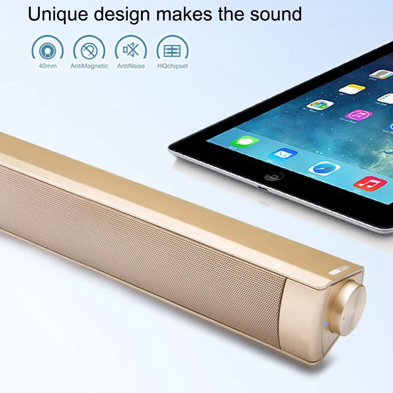 VTIN Wireless Bluetooth Speaker 4.2 SoundBar Remote Control TF Card TV Cellphone Tablet Surround Sound System TV Speaker Golden  (8)