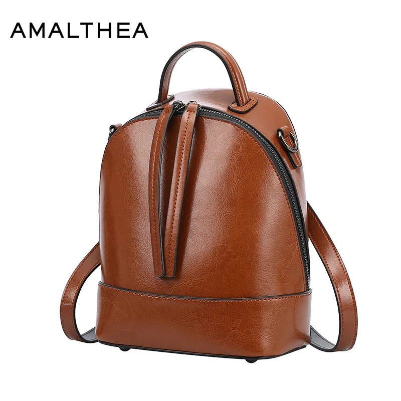 AMALTHEA Brand Backpack Women Backpacks For Teenage Girls Black Schoolbag Designer Leather Backpack Woman School Bag