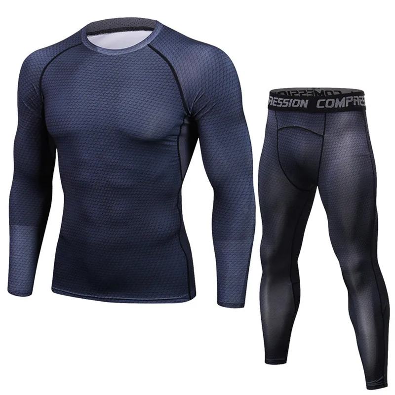 Men Quick Dry Compression Long Johns 3d Two Piece Set Fitness Winter Male Spring Autumn Sporting Runs Workout Thermal Underwear - Цвет: ZLY0101