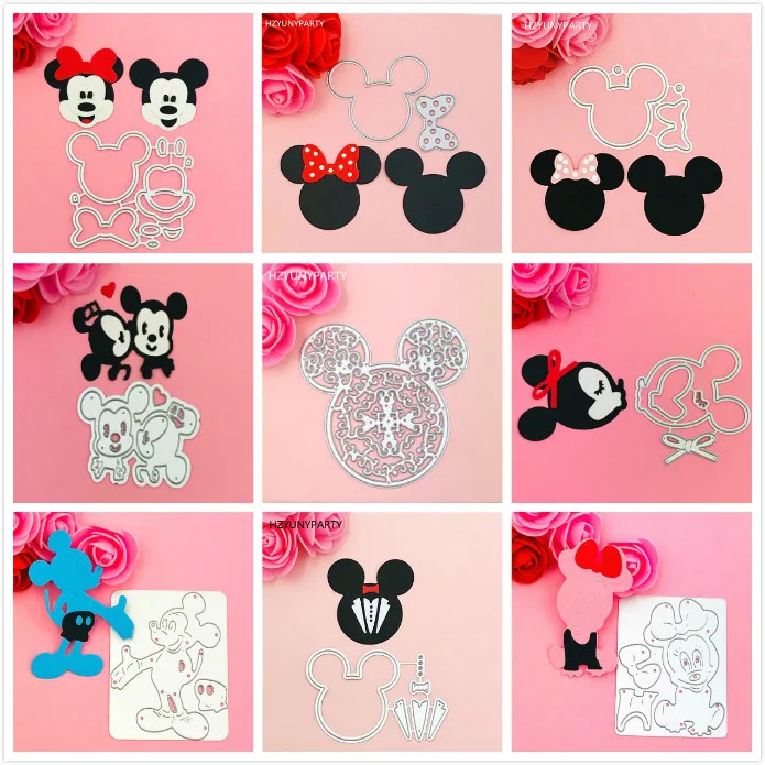 heat Mickey Minnie Bow Ear cutting dies love heart font b toy b font doll Scrapbook