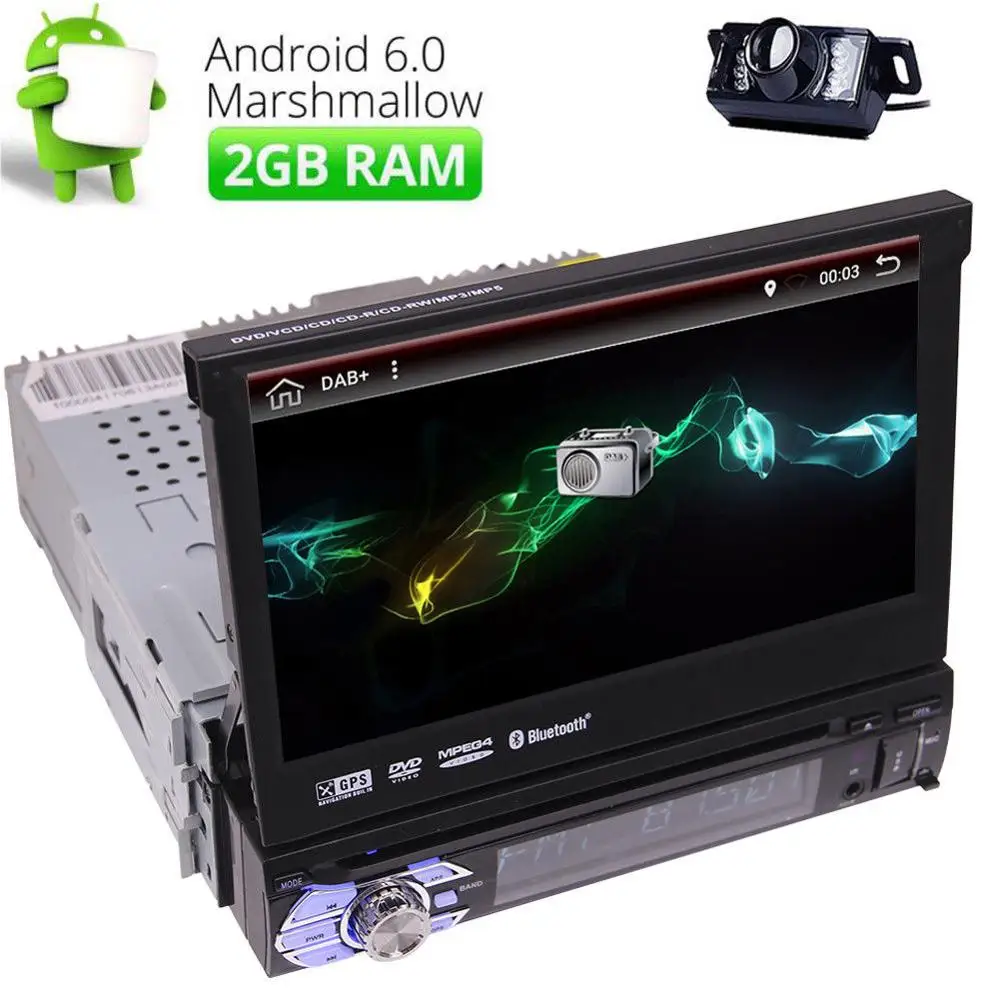 Один 1 DIN 7 &quotAndroid 6 0 флип ап gps Nav автомобильный стерео DVD съемный радио DAB +|1 din 7|1