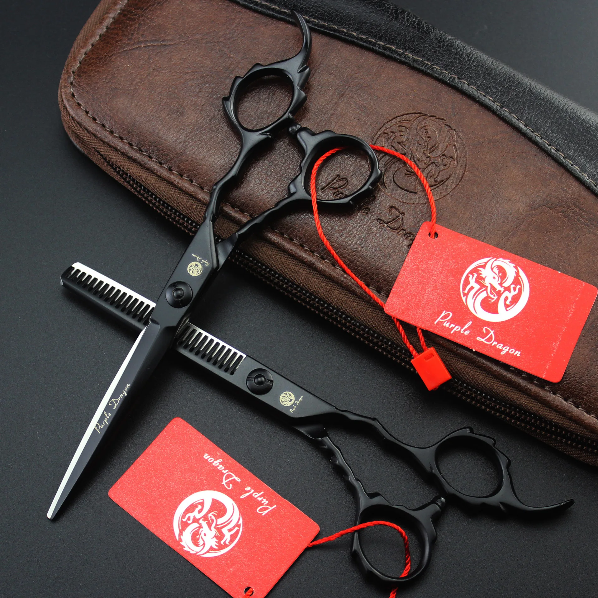 

6 inch 440C black paint personality hair scissors barber scissors