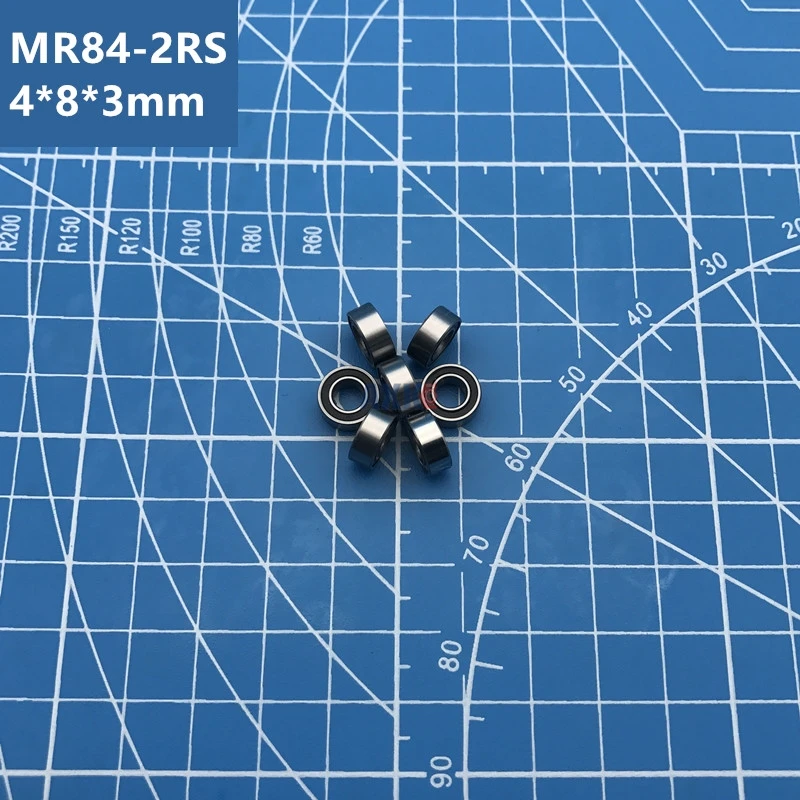 Free Shipping 10pcs MR84-2RS 4*8*3 mm black sealed Miniature MR84 2RS deep groove Ball Bearings MR84RS L-840DD | Обустройство дома