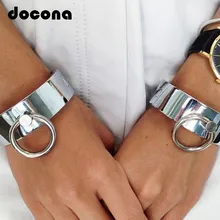 Docona Панк Серебряный Цветной Круг геометрический браслет для женщин девушек металлический открытый регулируемый браслет вечерние ювелирные изделия 3994