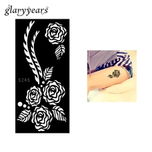 Цельнокроеное платье черный Цвет роза татуировка хной трафарет опираться на Красота женские боди-арта с дизайном в виде прозрачных Аэрограф наклейка с рисунком профессии S265