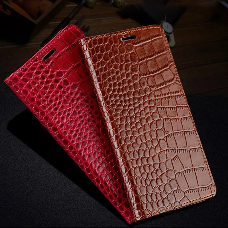 Чехол-книжка Wangcangli из натуральной кожи для iPhone 8 X с крокодиловой плоской