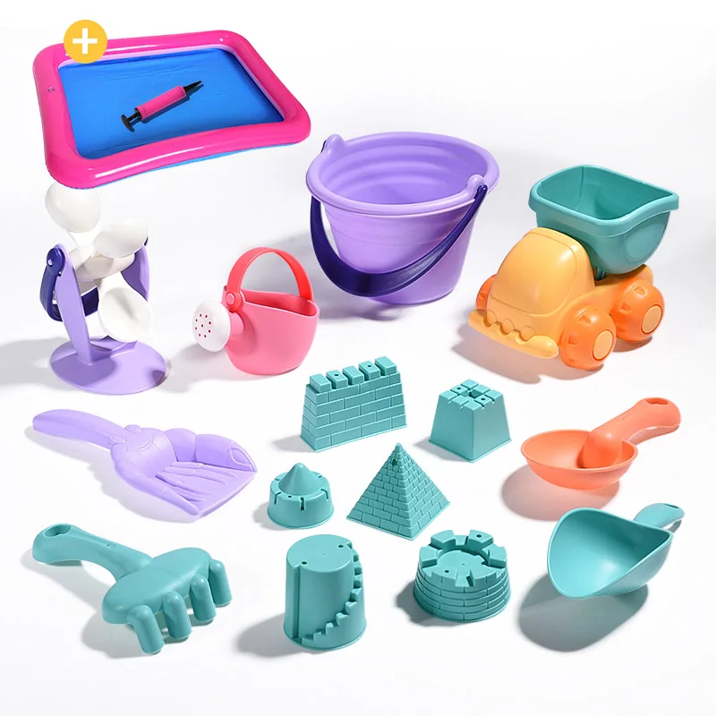  soft Silicone beach toys for children SandBox Set Kit Sea sand bucket Rake Hourglass Water Table pl