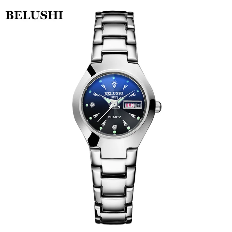 BELUSHI 529 повседневные мужские деловые кварцевые наручные часы ударопрочный стальной Ремешок Модные простые мужские часы Relogio Masculino - Цвет: White Black Women