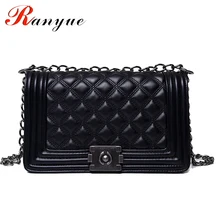 2017 Del Enrejado de Diamante Mujeres Messenger Bags famoso Diseñador de la Marca de LA PU de Cuero Bolso de Hombro de la Cadena Bolsa de Tela Escocesa de Las Mujeres Bolso Crossbody
