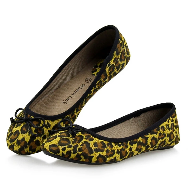 

Hot selling spring fashion leopard shoes bow flat heel flats shoes woman 2016 size35-41 retail and wholesale