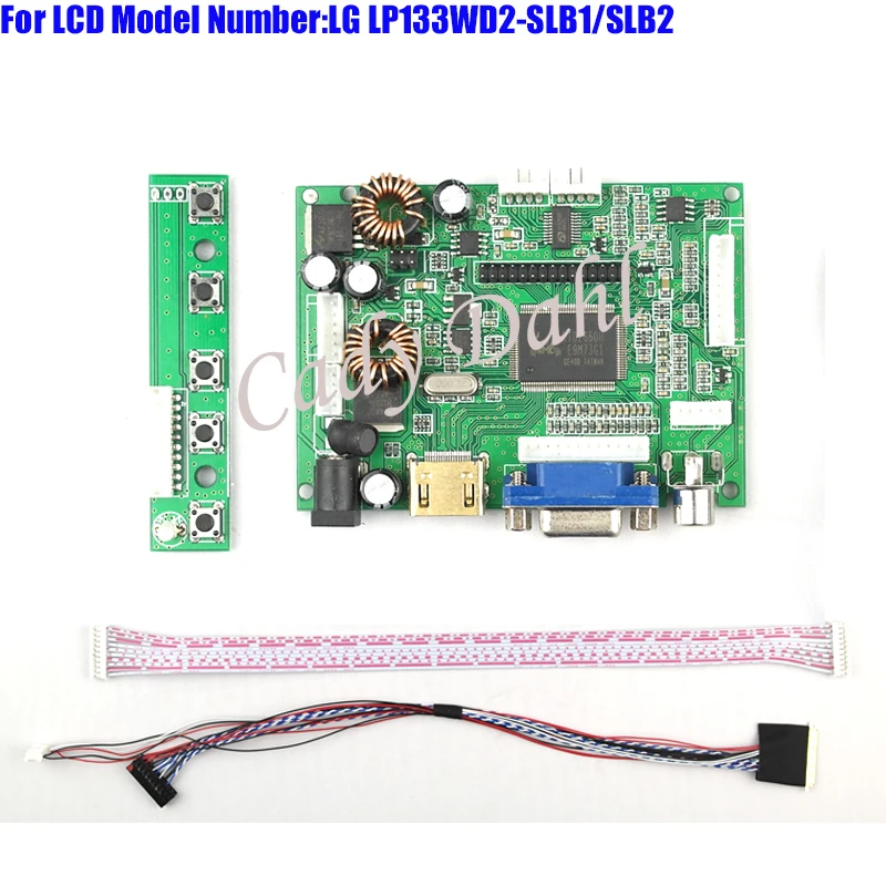 

HDMI VGA 2AV Audio Video Controller Board + 40 Pins Lvds Cable Kits for LP133WD2 - SLB1/SLB2 1600x900 2ch 6 bit LCD Display