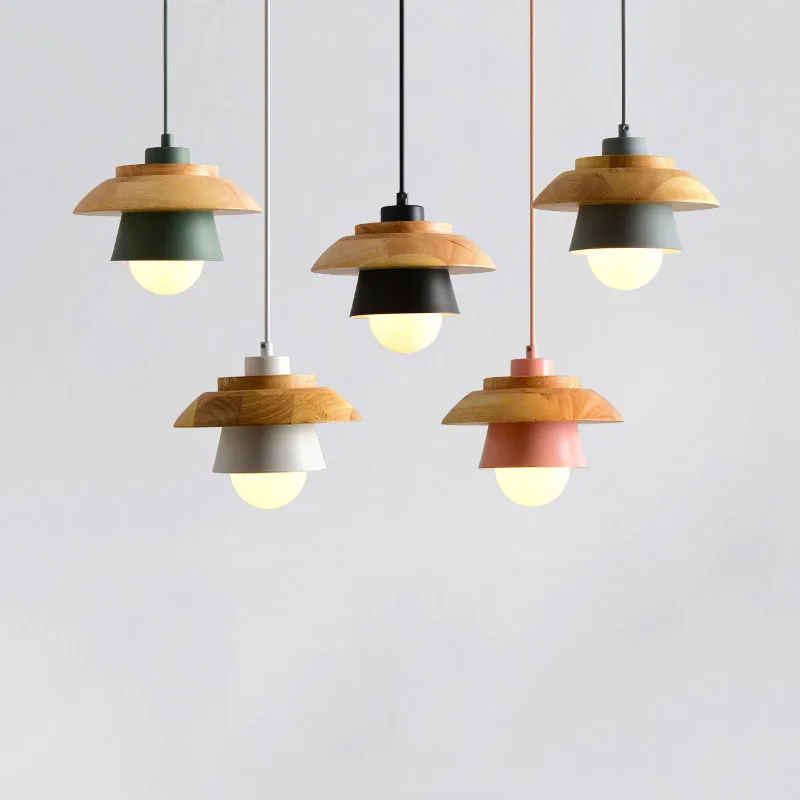 Nordic Drop Lights Solid Oak Wook Pendant Light Hanging Restaurant Pendant Lamp E27 E26 Socket Cafe Dining Pendant Light Indoor Lighting Fixture (17)