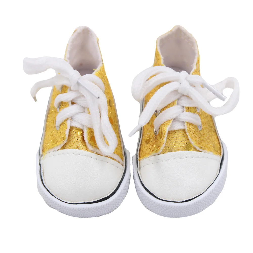 Hot Sale 18 inch Doll Shoes Canvas Lace Up Sneakers Shoes For 18 inch Our Generation American Dolls Accessories (9)