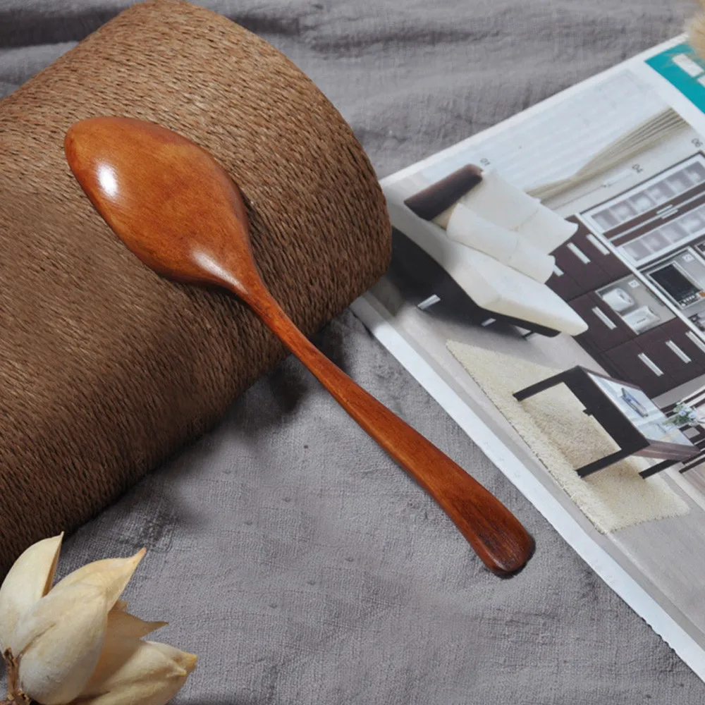 

Wooden Spoon Fork Bamboo Kitchen Cooking Utensil Tools Soup-Teaspoon Tableware