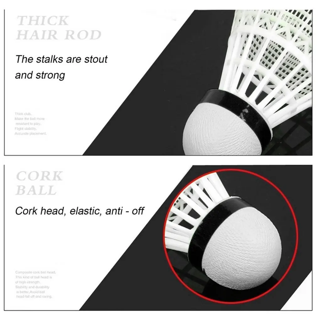 Tsai Super durable y ligero nylon plástico Bádminton entrenamiento pelota de plástico de transporte corcho cabeza de bola de madera