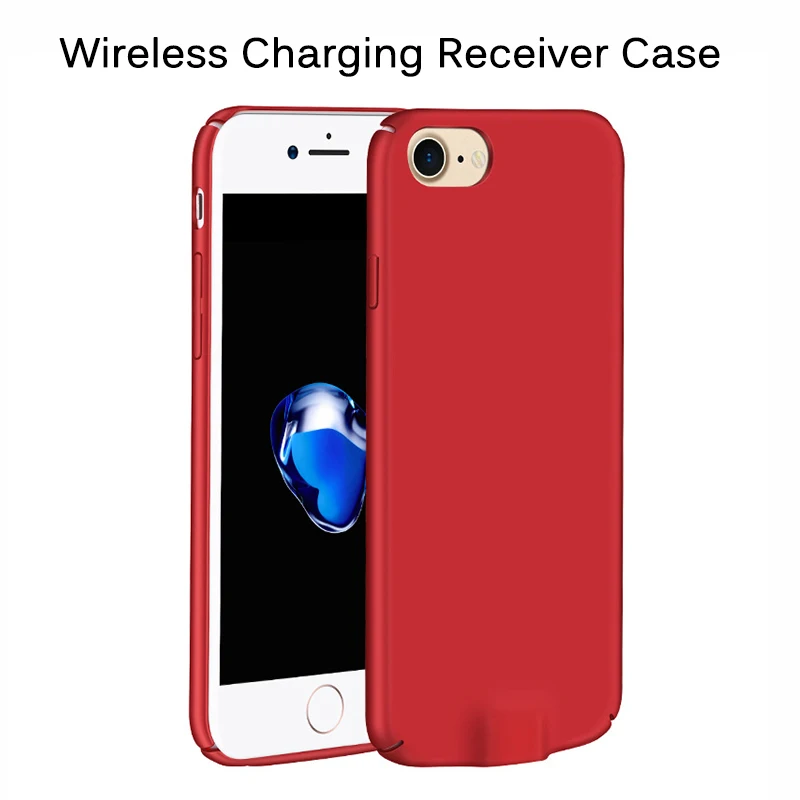 Беспроводной зарядный приемник для iphone 6, 6s, 7, 7 Plus, 2 в 1, Qi, беспроводной и кабель, зарядное устройство, приемник для iphone, чехол для зарядного устройства - Тип штекера: Red Charging Case