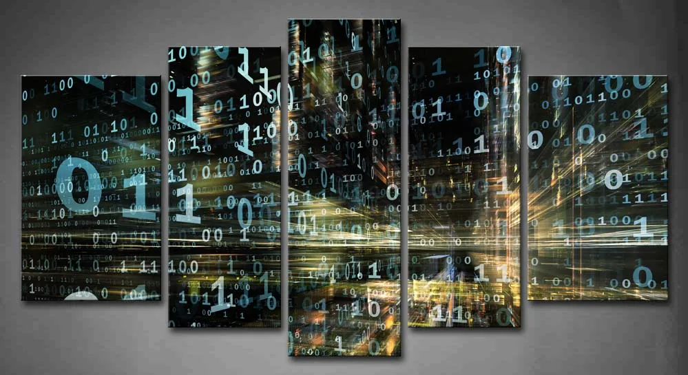 

Framed Wall Art Pictures Abstract Numbers Canvas Print Artwork Abstract Modern Poster With Wooden Frame For Living Room