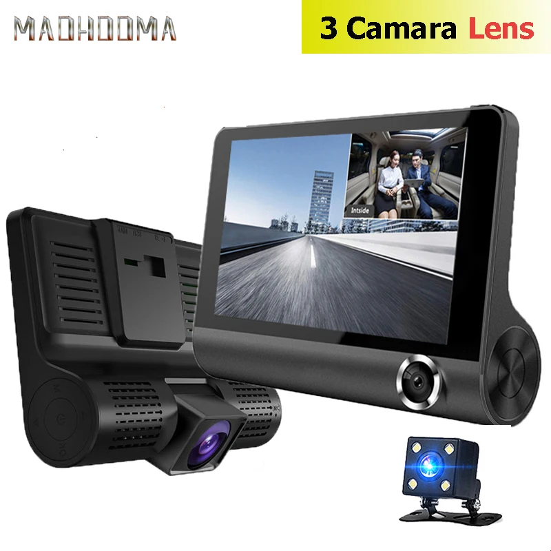 

Car DVR 3 Cameras Lens 4.0 Inch Dash Camera Dual Lens With Rearview Camera Video Recorder Auto Registrator Dvrs Dash Cam
