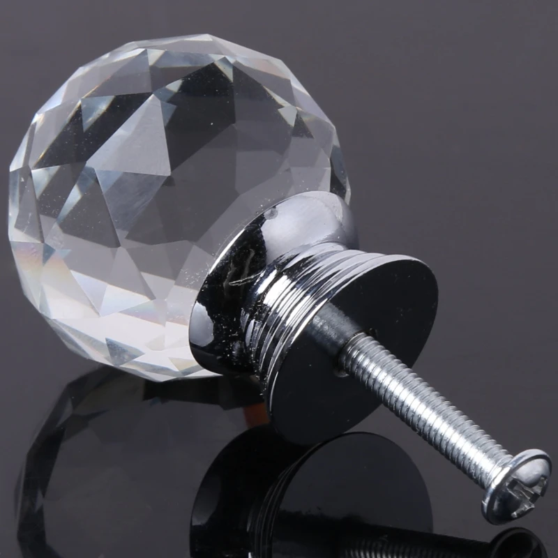 30 мм круглый прозрачный кристалл блеск алмазов Стекло круглые ручки для шкафа; на ящики тянуть ручки Прямая поставка No28