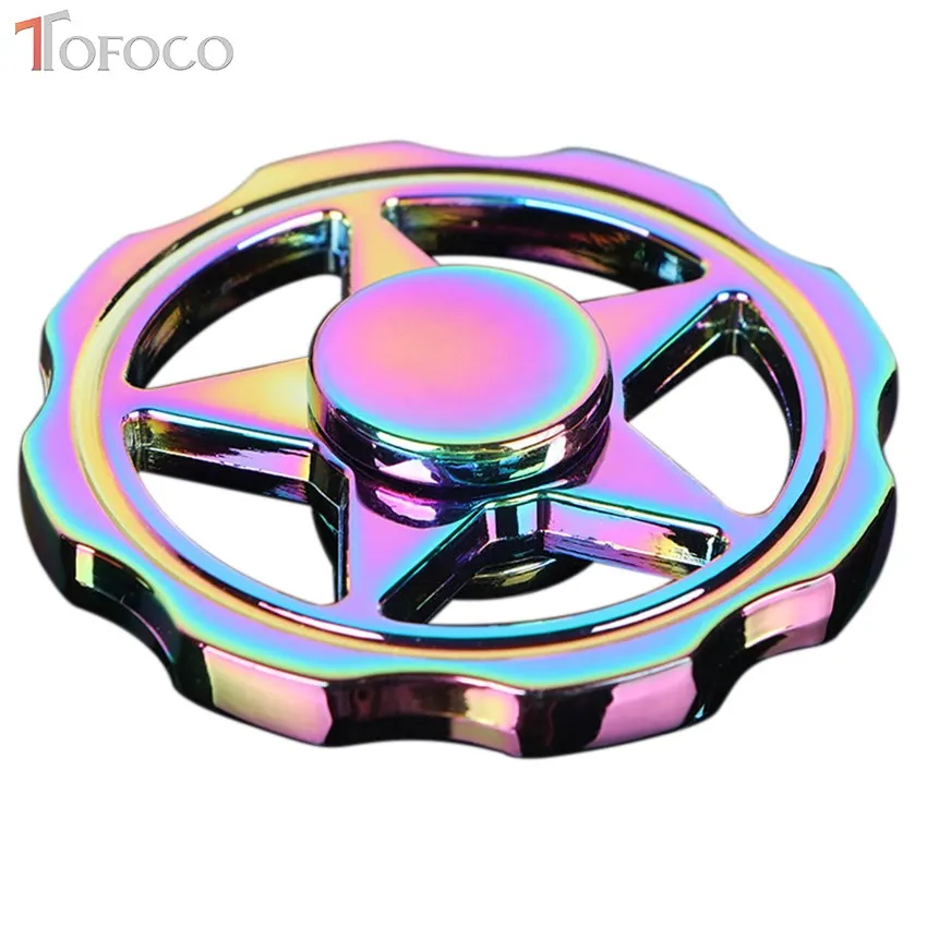 Estresse TOFOCO Fidget Rainbow Star Dedo Gyro Mão Spinner Spinner Metal Zinco Liga Brinquedos Adultos Garoto de Ansiedade Figet spiner