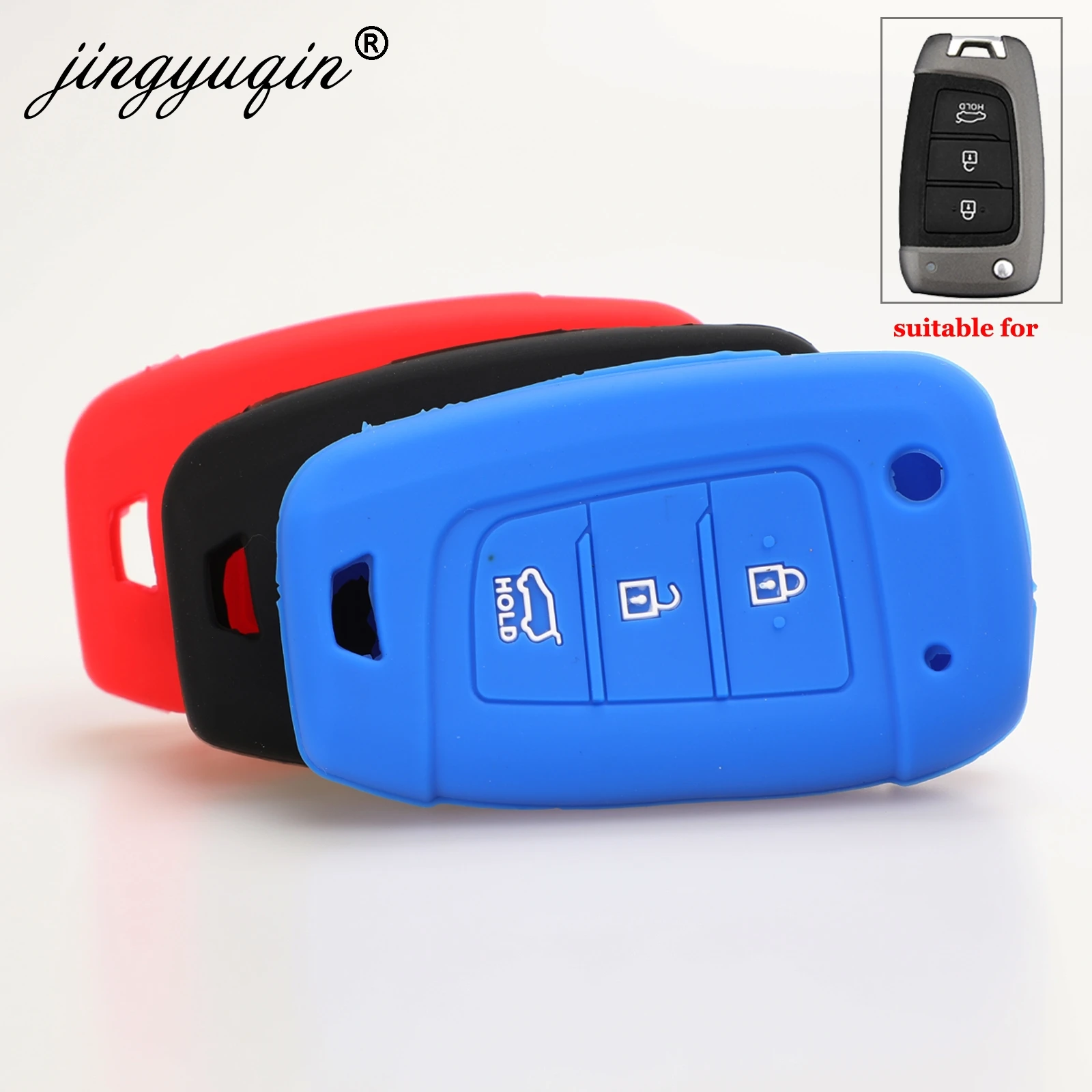 

jingyuqin 3/4 Button Flip Key Case Silicone Car Remote Key Fob Shell Cover Case For Hyundai Elantra SolarisTucson 2016 2017 2018