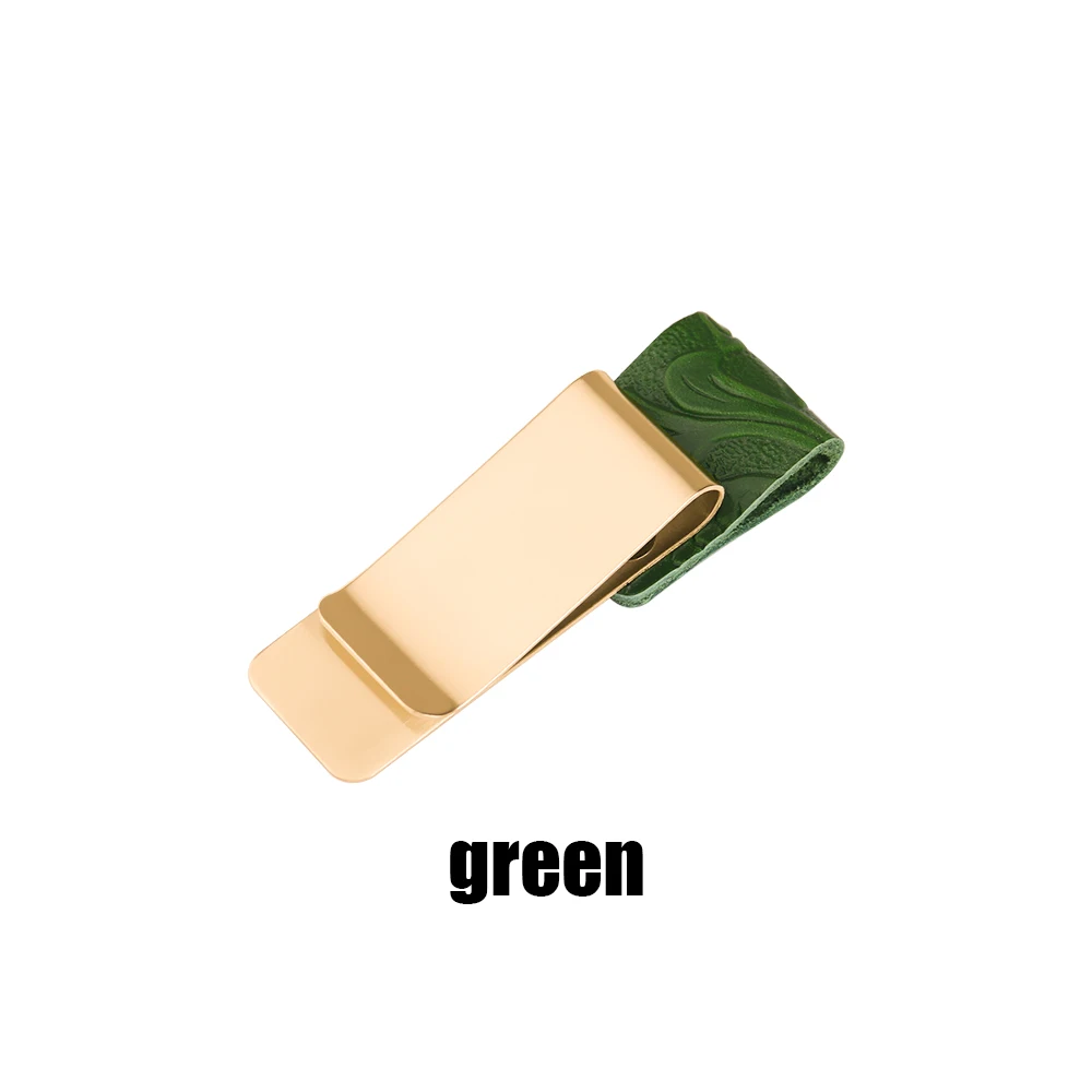 1 шт. металл кожа Self-пенал для ручек, клеевой клип латунь вкладыш клипса для заметок для тетрадь школа планирования и канцелярские принадлежности - Цвет: Style2 green