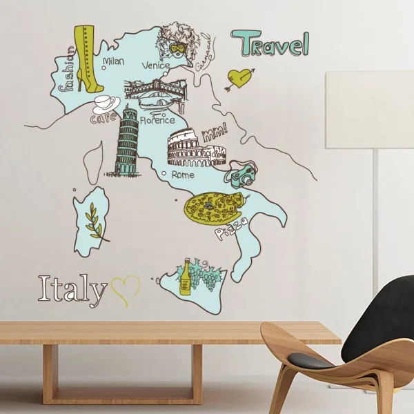 Съемная Настенная Наклейка с изображением города Италии и пейзажа|wallpaper