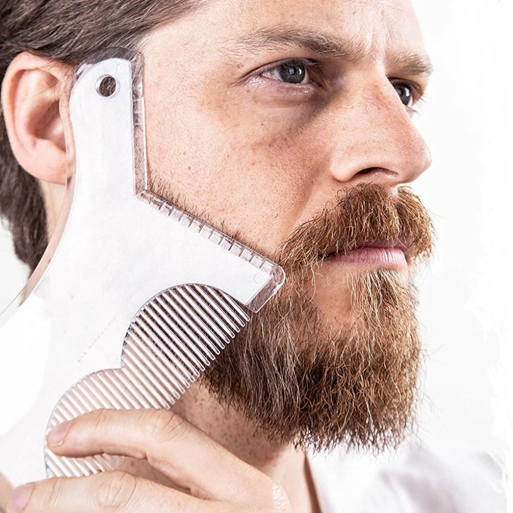 

OSHIONER Beard Shaping Styling Tool Beard Stencil Guide Template Comb for Men Style Beard Hair Line Up Edging Tool
