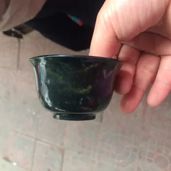 

collection Chinese Natural Black sapphire Jade Carved Beautiful Natural black Color Bowl