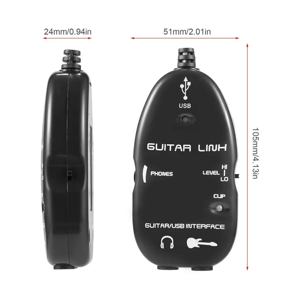 

5PCS Guitar to USB Interface Link Cable Audio Recorder for PC/for MAC Recording