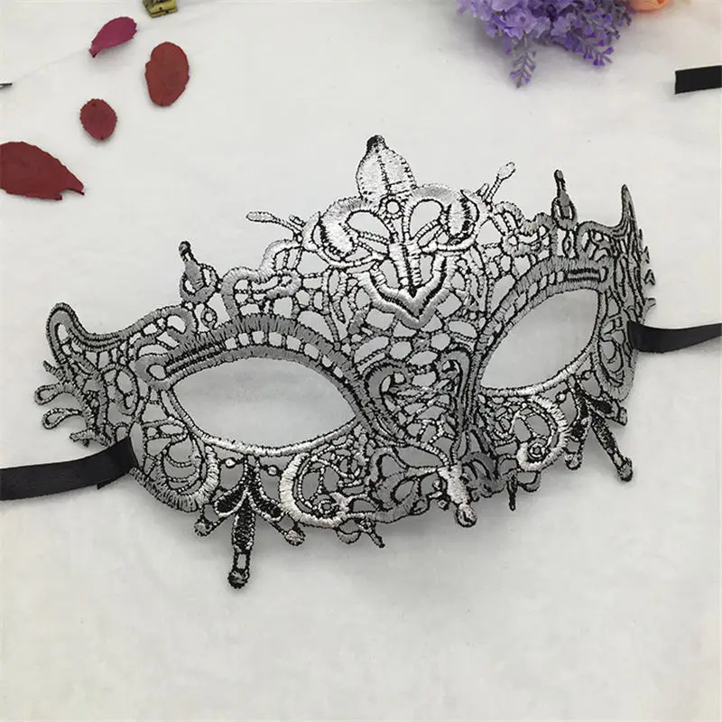Серебряная горячая штамповка Дамская Сексуальная Маскарадная маска из кружева для карнавала, Хэллоуина, выпускного вечера, Вечерние Маски, маска для глаз#35 - Цвет: PM013TS