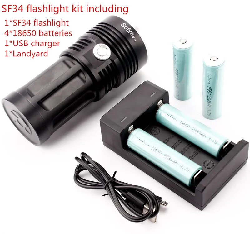 SF34 13 * XML T6 Kit мощсветодиодный светодиодсветильник вспышка 18650 лм Cree сверхъяркая