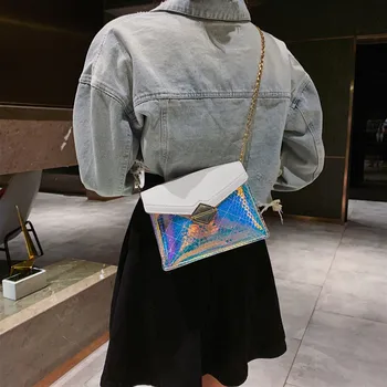 

2019 New Fashion Jelly Shoulder Bags for Women Plaid Chain Belt Flap Tote Female Luxury Handbags MIni Crossbody Messenger Bag