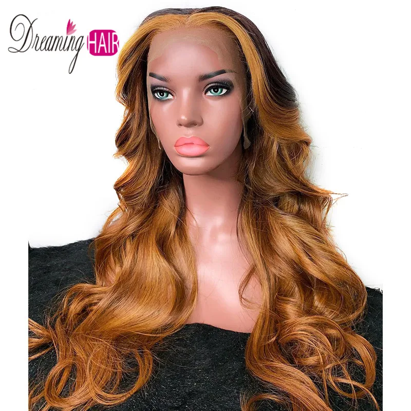 

Dreaming 1B/30 Ombre Color Lace Front Human Hair Wigs With Baby Hair 13*6 Body Wave Brazilian Remy Hair Lace Wig Free Part