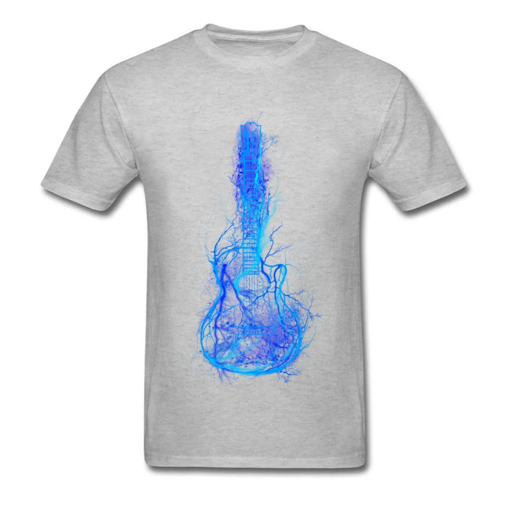 Electric Guitar Men T Shirts Brand New 3D Printed Tops T Shirt Summer Autumn 100% Cotton Fabric Crew Neck Tee Shirt Short Sleeve Electric Guitar grey