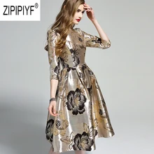Летние винтажные платья с цветочным принтом, бальное платье с круглым вырезом и рукавом три четверти, элегантные платья, повседневные платья Z1220