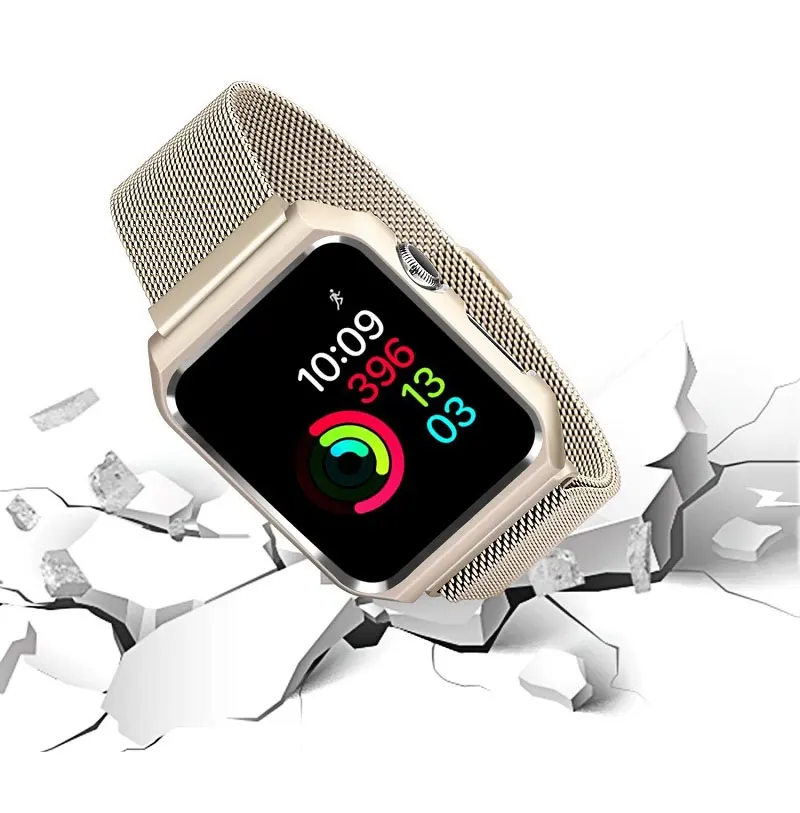 Чехол+ Миланский ремешок для apple watch band apple watch 4 3 5 44 мм 40 мм 3 iwatch 42 мм/38 мм браслет из нержавеющей стали correa