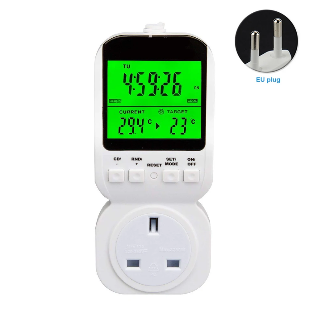 

MTS-400 Led Socket Electronic Programmable Home Multifunctional Digital Weekly Thermostat Plug ABS Backlight Timer Switch Smart
