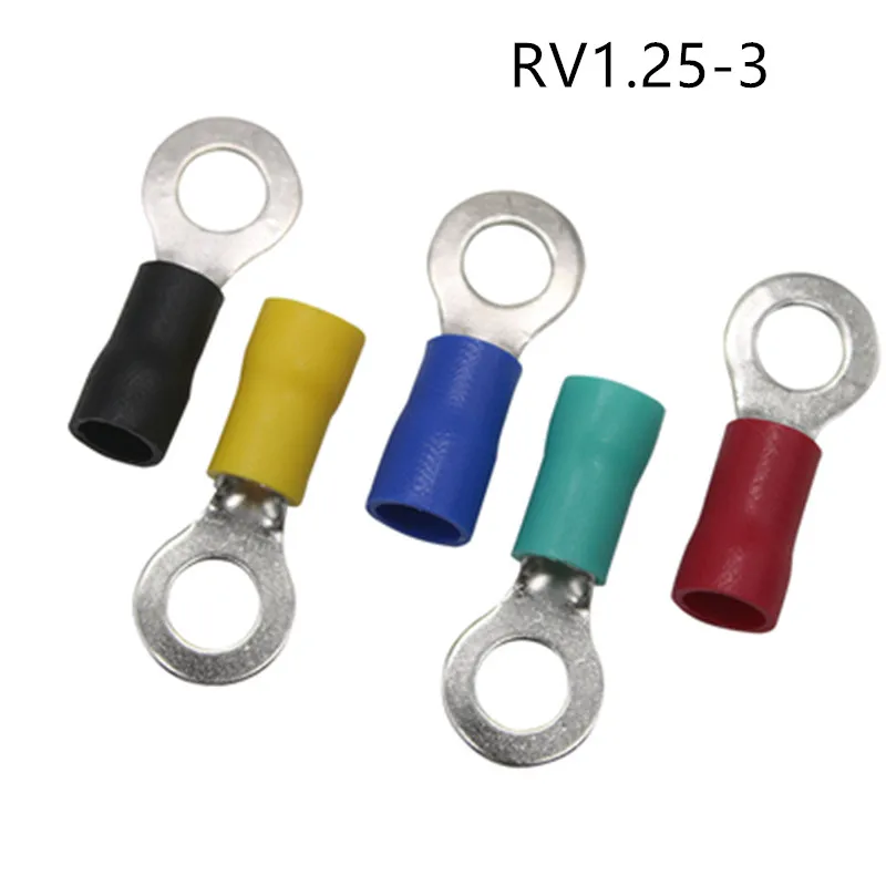 50 шт изолированные кольцевые клеммы, кольцевые изолированные клеммы RV1.25-3