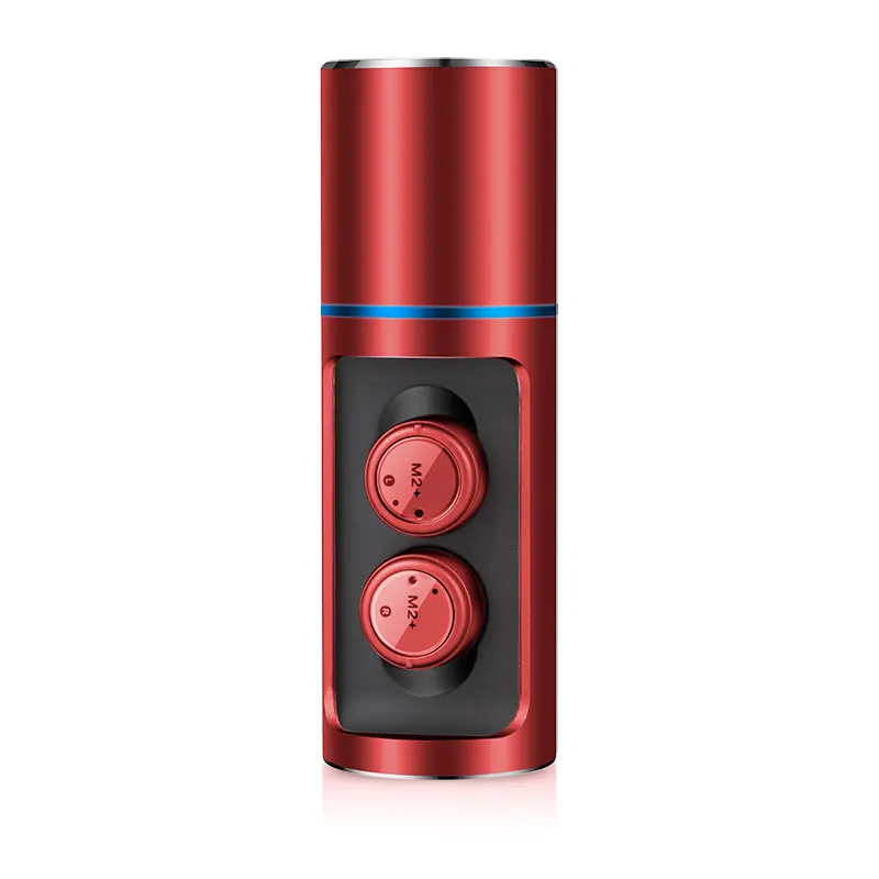 M2+ 3 шт TWS Mini Bluetooth V5.0 настоящие беспроводные наушники стерео спортивные наушники Водонепроницаемая bluetooth-гарнитура - Цвет: Красный