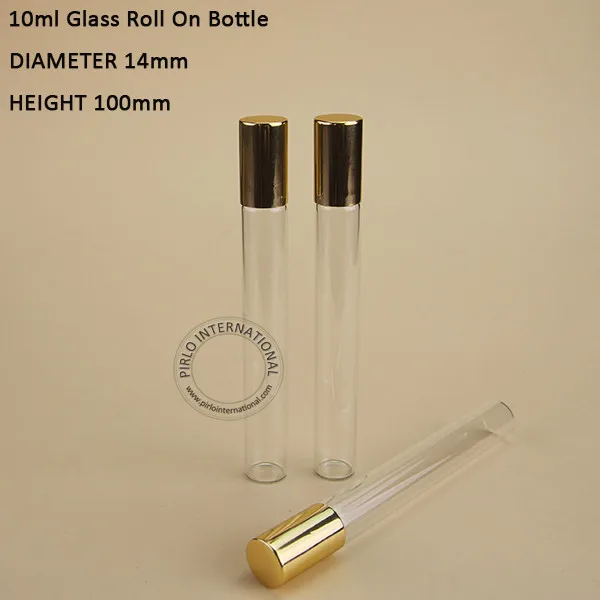 50x10 мл бутылочки с шариком для эфирных масел яркая Золотая крышка рулон многоразового флакона для духов контейнеры для дезодорантов