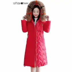 Зимние Для Женщин Вниз jacktet женский пальто толстые теплые длинный отрезок вниз пальто верхняя одежда мода с капюшоном зимние Для женщин