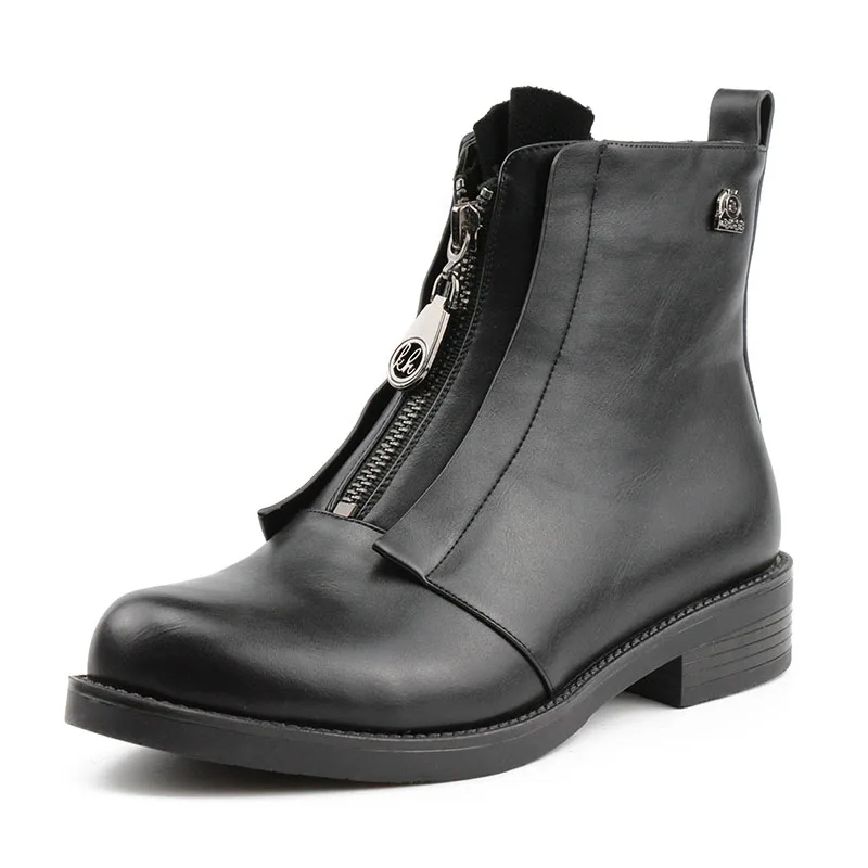 

ALLEN Brand New Fashion Big Size 35-42 Zip Ladies Wide Heels Shoes Woman Casual Office Lady Spring Autumn Ankle Boots