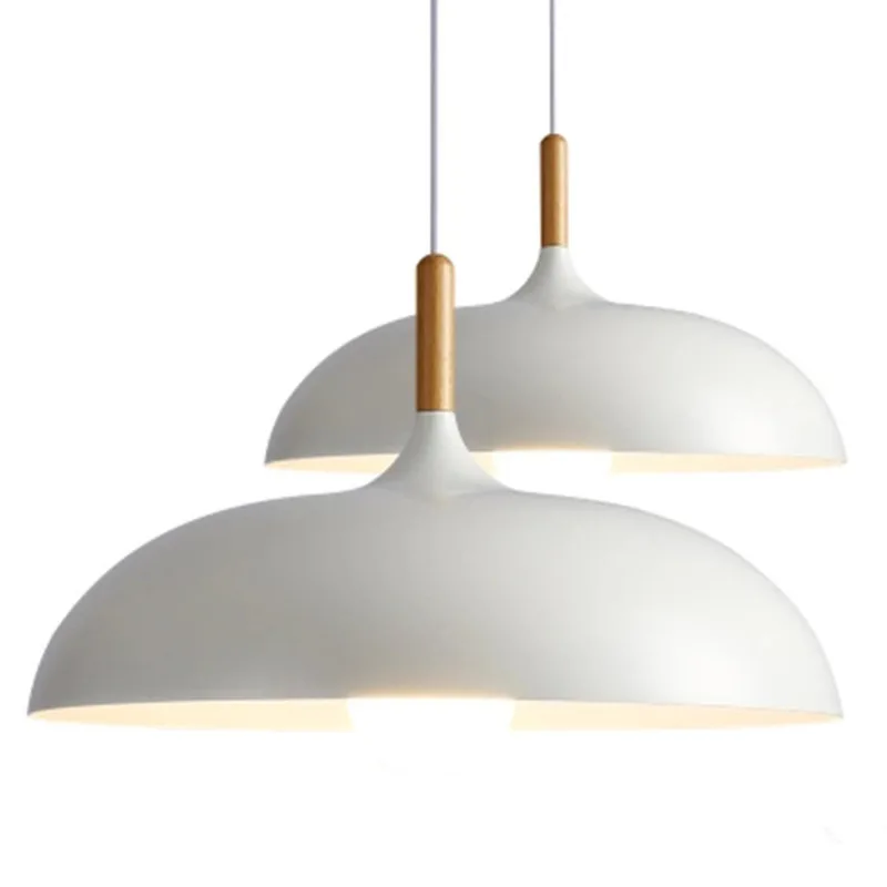  Modern Led Pendant Light Black White Metal Aluminum Wooden Suspension Luminaire Nordic Lampshade Ha - 32917704076