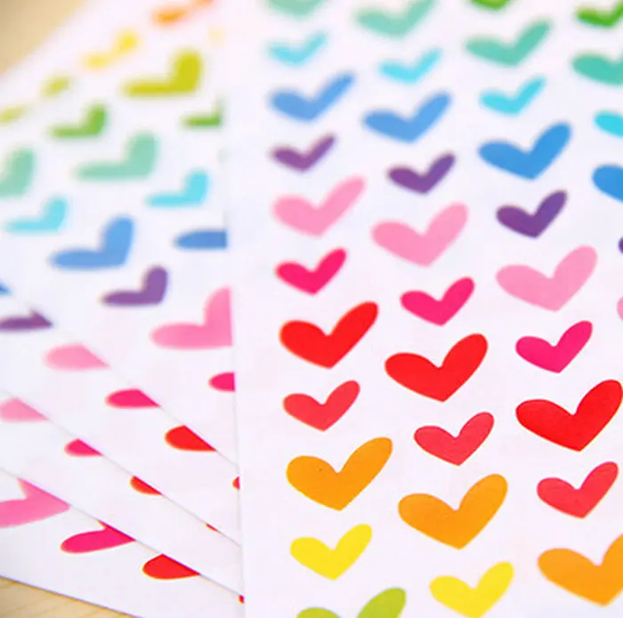 

1pack=6 sheets Colorful Fresh Dots Heart Star Label Stickers Diary Planner Scrapbook Albums Photo Decor Decal